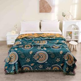 Blankets Nordic Sofa Blanket With Tassel Boho Ethnic Double Bed Cover Cotton Soft Leisure Bedspread Four Seasons Cool Quilt Thin