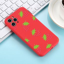 Strawberry Summer Fruit Phone Case For IPhone 14 11 12 13 Pro Max X XR XSMax 6 6S 7 8 Plus SE 2022 Soft Square Colour Phone Cover