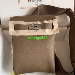 Leather Bags Ky Luxury Handbag Custom Family's New Chest Bag Pure Handmade Wax Thread One Shoulder Crossbody Bag Unisex Togo Leather have logo HBQE