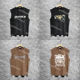 Fashion Mens Tank Tops Designer Vintage Washed Tshirt Vest Summer Casual Sleeveless Tees