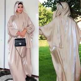 Ethnic Clothing Apricot Turkish Veils Set Marocain Indonesian Women Clothes Muslim Holiday Loose Hijab Outfit Skirt Khimar Over Garment