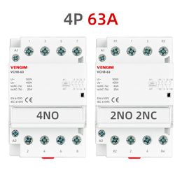 VENGIM Din Rail Household AC Modular Contactor 4P 63A 220V 400V 4NO 2NO2NC 50/60HZ