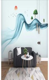 Custom 3d po wall murals wallpaper New Chinese style hand drawn abstract lines ink landscape elk background wall wallpaper for 8512428