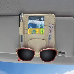 Car Universal Sun Visor Organizer Multi-Pocket Auto Interior Accessories Pocket Organizer Car Document Storage Pouch Pen Holder