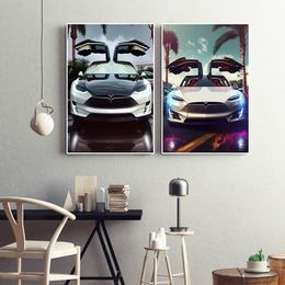 Motivational Supercar Poster And Print Luxury Sports Car Model S Canvas Painting Abstract Racing Wall Art Living Room Decor