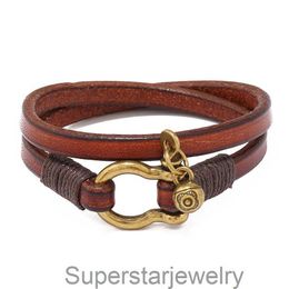 Personalised Two Circle Mens Leather Bracelet Minimalist Horseshoe Buckle Bracelet Hot selling Bracelet