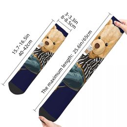 Funny Men's Socks Doing The Bear Minimum Vintage Teddy Bear Hip Hop Novelty Crew Sock Gift Pattern Printed