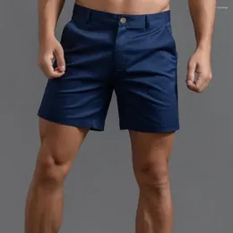 Men's Shorts Button Zipper Summer Cargo With Pockets Solid Color Straight Leg Casual Short For Streetwear