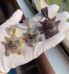 Hip Hop Jewellery Gengar Necklace New Arrival Pendant Cubic Zircon Copper Necklace Iced Out Chain Mens Gift229q4002503