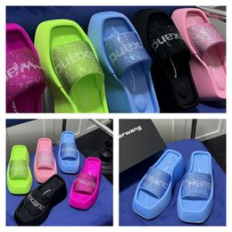 Designer Luxury Sandals Slippers Womens Velvet material rhinestone Velcro tape Soft Room GAI Platform Size 35-42 party formal office