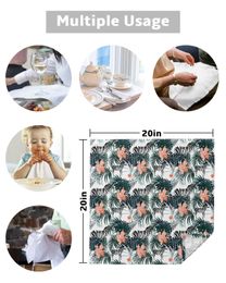 Turtle Plant Flowers Zebra Table Napkins Set Dinner Handkerchief Towel Napkins Cloth for Wedding Party Banquet