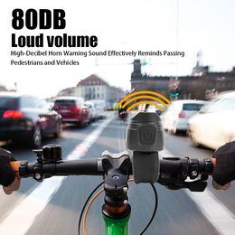 USB Rechargeable Bicycle Motorcycle Electric Bell Horn 6 Modes Handlebar Mountain Road Cycling Anti-theft Alarm Horn Accessorie
