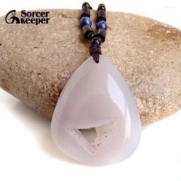 Pendant Necklaces Real Natural Stone Polished Agate Geode Quartz Crystal Cluster Treasure Bowl Specimen Necklace For Jewelry Making BD997