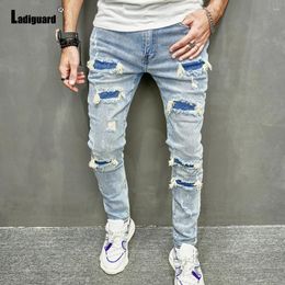 Men's Jeans Mens Vintage Hole Ripped Pants Trouser Men Casual Pencil Denim Pantalon 2024 European And American Fashion Hip Hop