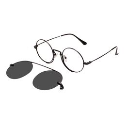 Metal Round Glasses Frames With Clip On Sunglasses For Prescription lenses 240410