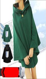 Japanese Hoodie Anime Attack On Titan Cloak Necklace Shingek No Kyojin Scouting Legion Cosplay Costume Green Back Cape Halloween Q8574151