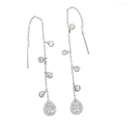Dangle Earrings Fashion Jewellery AccessoriesSilver Rose Gold Colour CZ Chain Drop Earring Gift For Women Lover's Girl Wholesale