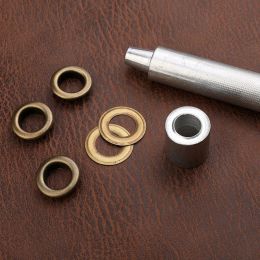 LMDZ 100sets Antique Brass Grommet Eyelets with Hole Punch Tool DIY Leather Craft Shoes Bag Clothing Belt Accessories 6-12mm