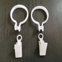 10pcs White Curtain Rod Clips Hanging Curtain Rings Plastic Clamps Portable Drapes Hook Window Accessories