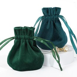 Gift Wrap Velour Jewellery Pouches With Drawstring Storage Dustproof Candy Pack Wrapping Bag Birthday Decoration Blue