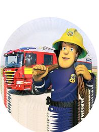 Fireman Sam Fire Truck Party Supplies Birthday Dessert Disposable Paper Plates Plastic Forks Drinking Straws Cups