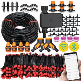 Pots 13cm 8hole Sprinkler Drip System 1/4'' Hose Wifi/bluetoothcompatible Timer Kit for Garden Pot Plant Automatic Irrigation Devic