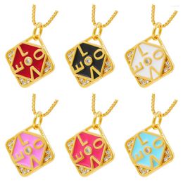 Chains 2024 Arrival Oil Dripping Heart Letters Love Enamel Accessories Pendant Fashion Choker Necklace For Women Jewellery Party Gift