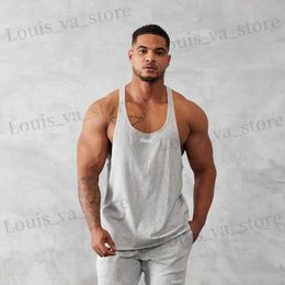 Men's T-Shirts Mens Vest Summer New Sports Cotton Tank Top Gym Running Bodybuilding Quick Drying Breathable Elastic Training Clothes T240411
