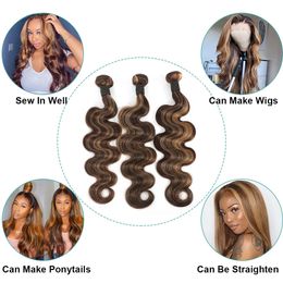 Highlighter Human Hair Bundles P4/27 Highlight Body Wave Bundles Ombre Bundles Extensions Blonde Brazilian Weave Remy Hair YARRA