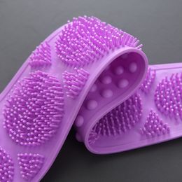 Silicone Body Bath Scrubber Belt Brushes Back Dead Skin Remove Exfoliating Bathroom Silicone Scrub Belts Full Body Clean Tools