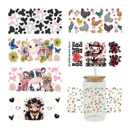 Window Stickers 3D UV DTF Transfers 16oz Cup Wraps Cartoon Animal Cow Printed For DIY Glass Ceramic Metal Leather Etc. D14948