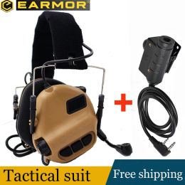 EARMOR M32 MOD3 Tactical Headset & M51 PTT Adapter Set Suitable for Baofeng Radio Noise-proof Headphone Shooting Noise Reduction