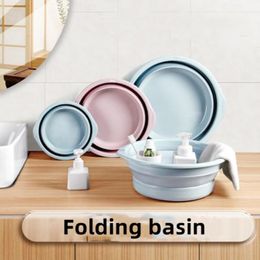 Pure Colour ears folding basin travel more portable plastic tubs household birdbath dormitory wash tub basin