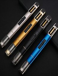 Honest Pen shape Jet Lighter Blue Flame Fuel Visible Windproof Inflatable Lighters for Kitchen Cooking BBQ9712847