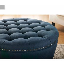 Better Homes and Gardens Round Tufted Storage Ottoman with Nailheads Gray Sofa Couch Muebles Home Furniture