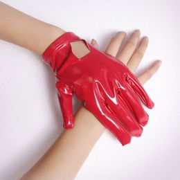 Sexy PVC Shiny Glove Latex Faux Leather Hollow Out Punk Gloves Sexy Hip-pop Jazz Outfit Mittens Cosplay Costumes Accessory F17