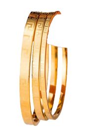 4mm 6mm 8mm Famous Brand Jewellery Pulseira Bracelet Bangle 24K Gold Colour greek key engrave Bracelet For Women men272u9398727