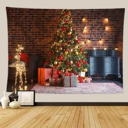 Christmas Christmas Tree Tapestry Tapestries 2023 Gift Fireplace Christmas Farmhouse Decoration Kitchen Wall Blanket Feliz Navidad R0411