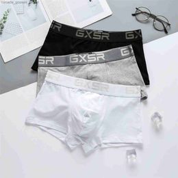 Underpants Mens pure cotton underwear low waisted sexy and trendy fabric comfortable sweat absorption antibacterial boxing shorts C240411