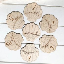 Party Decoration 14pcs Nursery Seashell Wooden Birth Announcement Sign Baby Monthly Milestone Cards Shower Born Gift Set Po Props