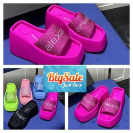 2024 Designer Luxury Sandals Slippers Womens Velvet rhinestone Velcro tape Soft GAI Platform Size 35-42 10cm party office