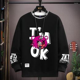 Men's Hoodies Spring Sweatshirt Korean Cartoon Bear Printed Long Sleeve T-shirt Fashion Clothing O Neck Harajuku Top 2024