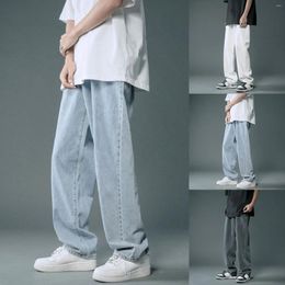 Men's Jeans Fashion Baggy Classic All-match Solid Colour Straight-leg Denim Wide-leg Pants Male