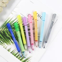 Marker Set 8pcs Double-line Highlighter For Students Assorted Fluorescent Colours Ultra Smooth DIY Tool