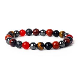 Snowflake Hematite Tiger Eye Bead Bracelets Men Reiki Nature Red Stone Obsidian Onyx Bracelets for Women Health Care Jewellery New