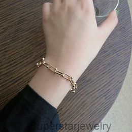 Metal texture splicing bracelet horseshoe buckle U-shaped chain bracelet temperament Instagram geometric trend cool style