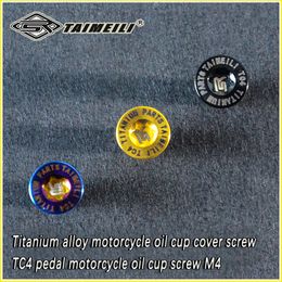 TAIMEILI 2pcs titanium alloy motorcycle oil cup cover screw Torx pedal motorcycle oil cup screw M4x12/15/20mm