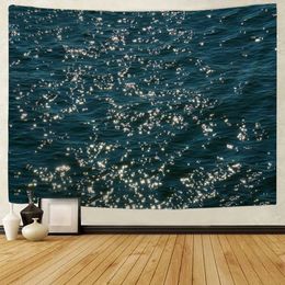 Sparkling sea tapestry landscape wall hanging cloth bedroom decoration room outdoor picnic mat beach sheets 240411