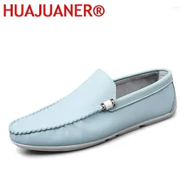 Casual Shoes Men Loafers Summer Breathable Genuine Leather Trend Lazy Slip On Italian Designer Moccasins