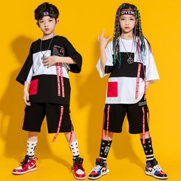 Kid Hip Hop Street Clothing Graphic Oversized T Shirt Stage Wear Shorts Skirt for Girls Boys Jazz Dance Costume Clothes Singer